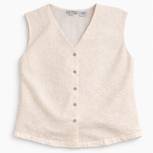 Ann Taylor Women's Beige Button Down Sleeveless Shirt